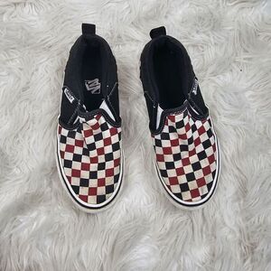 Vans Checkerboard Black White Red Youth Size 1 Sneakers